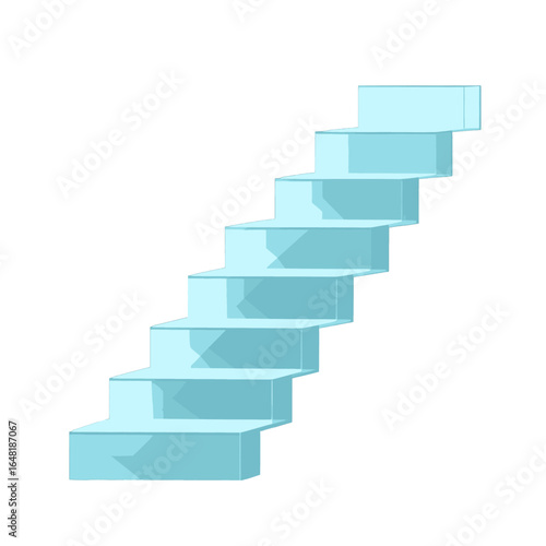 Light Blue Staircase with Seven Steps Illustration