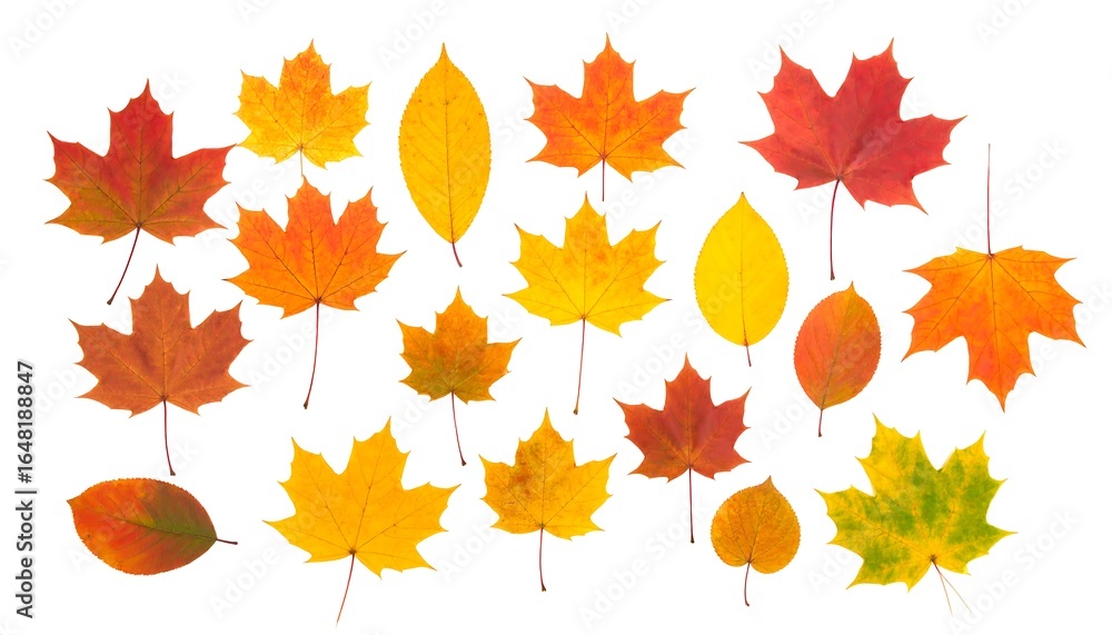 Fototapeta premium Autumn leaves arranged on white background (1)