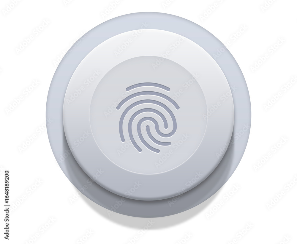 Digital fingerprint icon on grey button on transparent background Digital fingerprint icon on grey button on transparent background