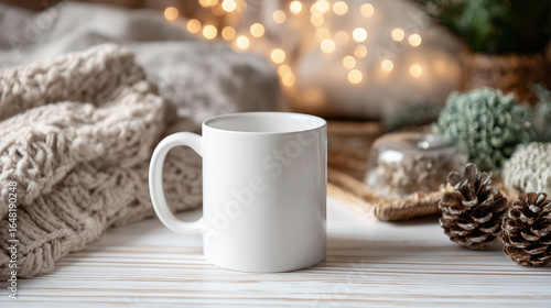 Mock up mug christmas background