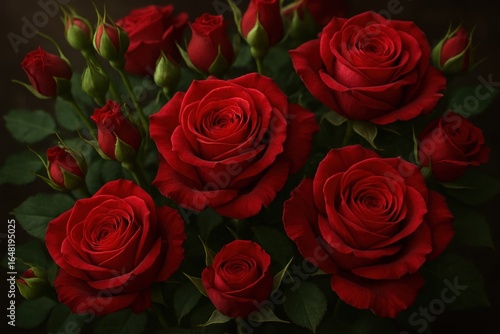 Wallpaper Mural Elegant red rose collection displaying various bloom stages from bud to full flower Torontodigital.ca