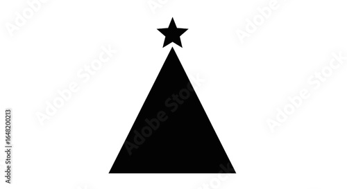 Black triangle with a five pointed star on top in a minimalist style on a white background image