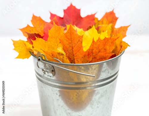 Autumn leaves in a metal bucket (1)