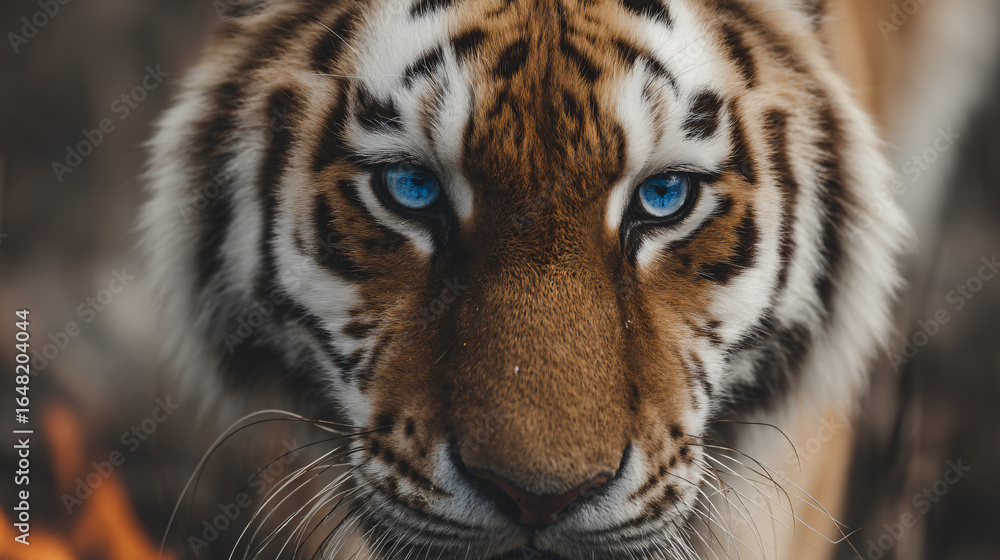 Fototapeta premium Tiger Wildlife Safari Forest Predator Wilderness Mammal Carnivore Beautiful Dangerous Habitat Savannah Environment Conservation African Biodiversity Tropical Zoom Intensity Feline Rawness Nature