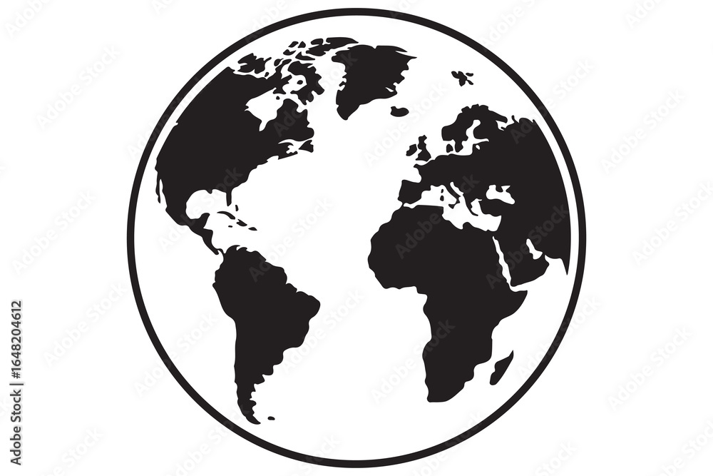 Fototapeta premium Earth globe silhouette vector icon isolated on white background