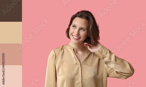 Happy woman with bob hairst...
