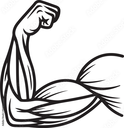 Upper Limb Muscle Anatomy Line Icons Biceps, Triceps, Deltoid, Shoulder Joint, Forearm Muscles, Arm Flexing Pose, Tendon Details