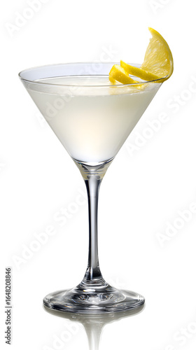 Wallpaper Mural Lemon Martini Cocktail in Elegant Glass with Lemon Garnish, Isolated on White Background – Refreshing Alcoholic Drink for Parties and Celebrations Torontodigital.ca