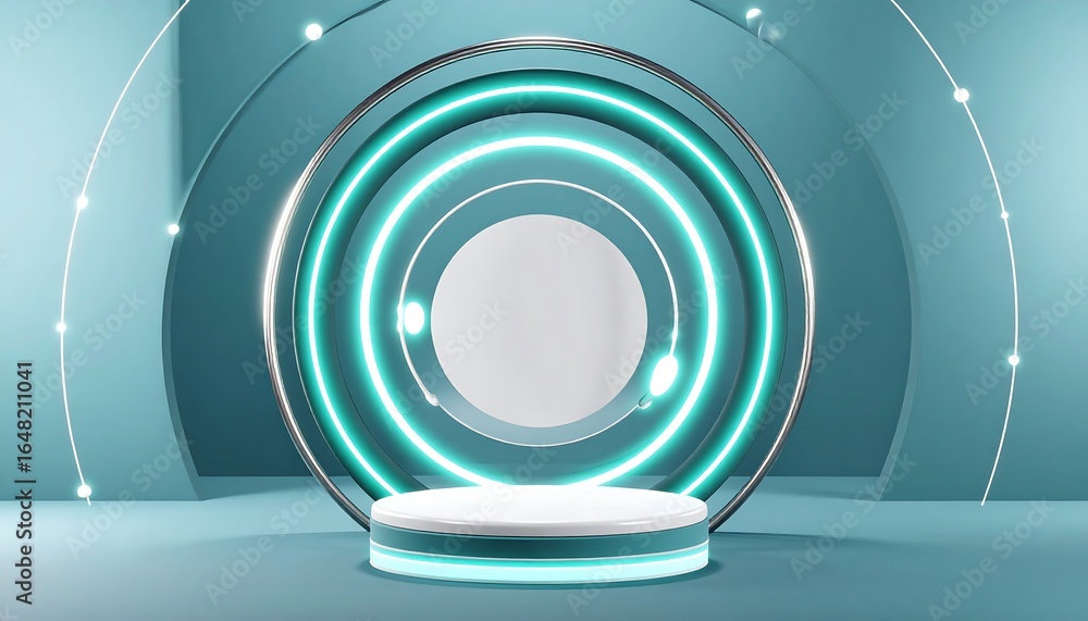 Obraz premium Teal circular display podium