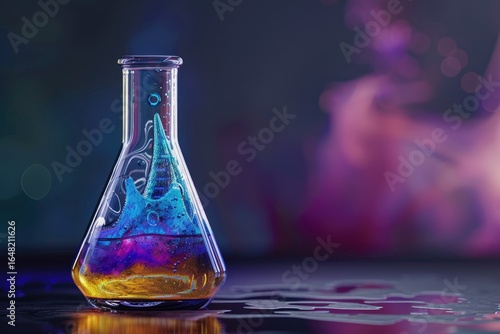 High Detail Picture of Various Liquids in Chemistry Beakers