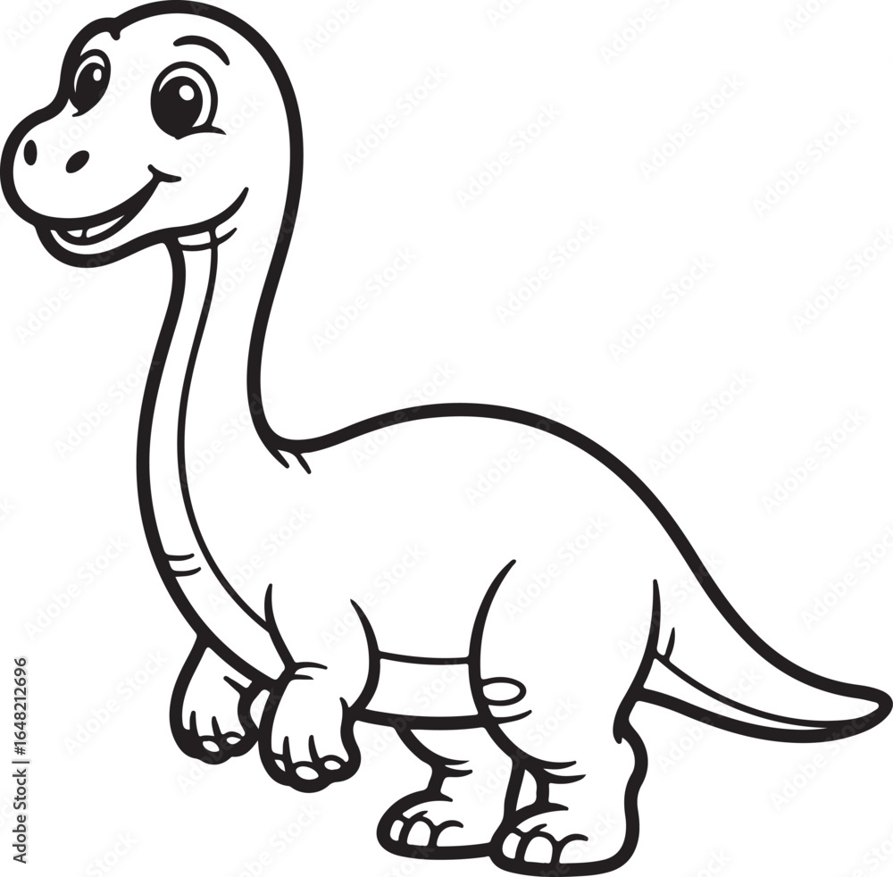 Fototapeta premium Cute Long-Neck Dinosaur Line Art Playful Dino Outline for Kids and Learning Graphics