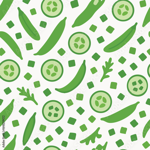 Fresh Green Vegetables Seamless Vector Pattern.