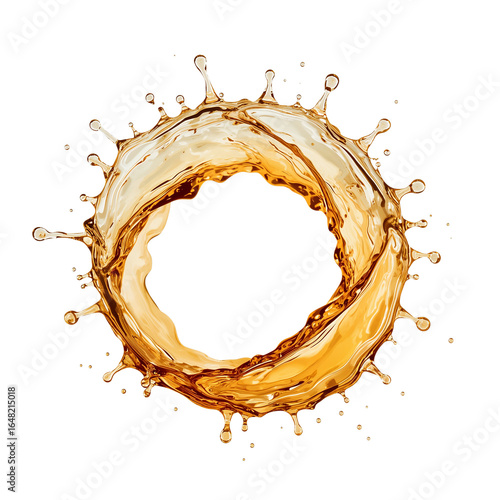 Golden Liquid Splash Forming a Circular Shape on a Black Background Perfection
