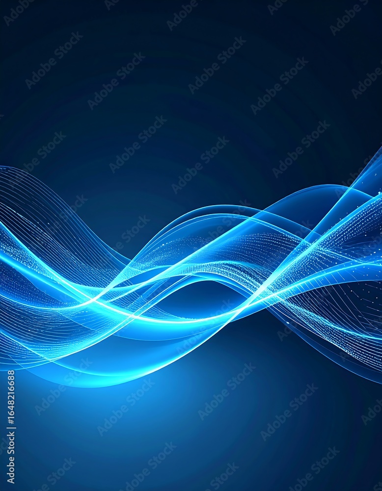 custom made wallpaper toronto digitalAbstract flowing waves of bright blue light with a subtle shimmer against a deep blue background.