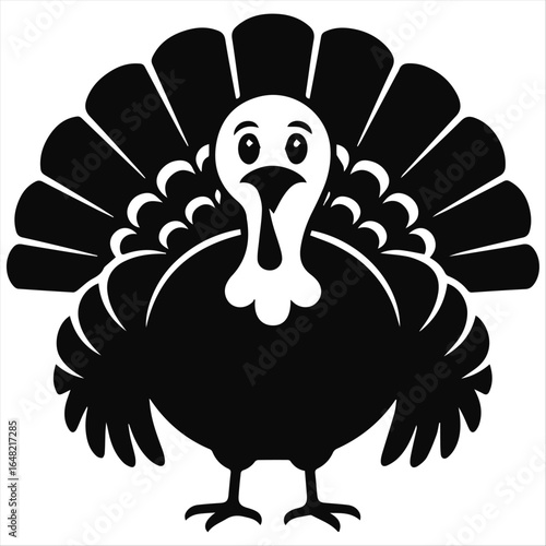 Front View Turkey Silhouette with Layered Feathers