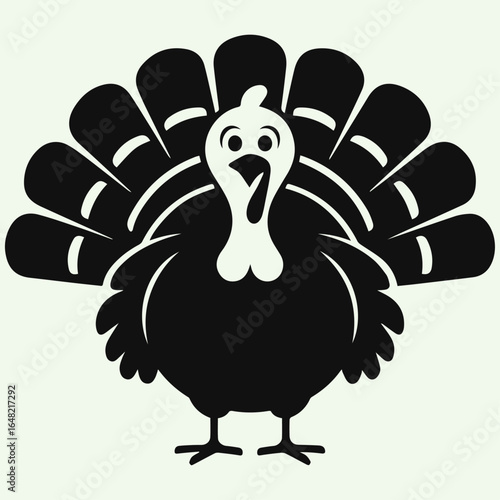Vector Turkey Silhouette with Spread Tail Feathers