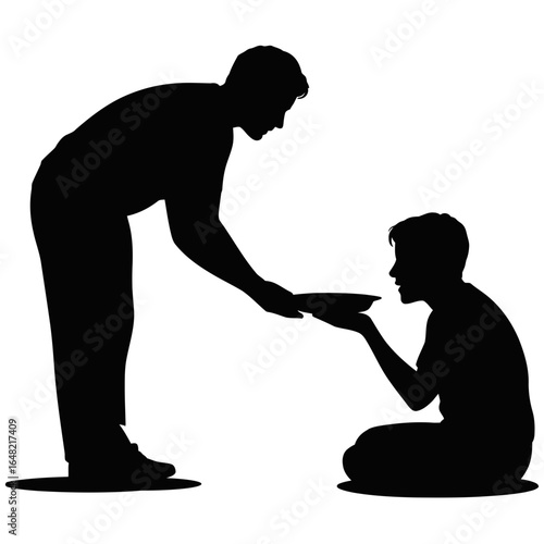 Man giving food to beggar