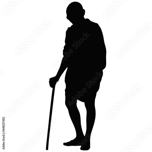 Silhouette of man with cane