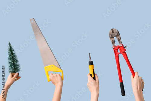 Hands holding construction ...