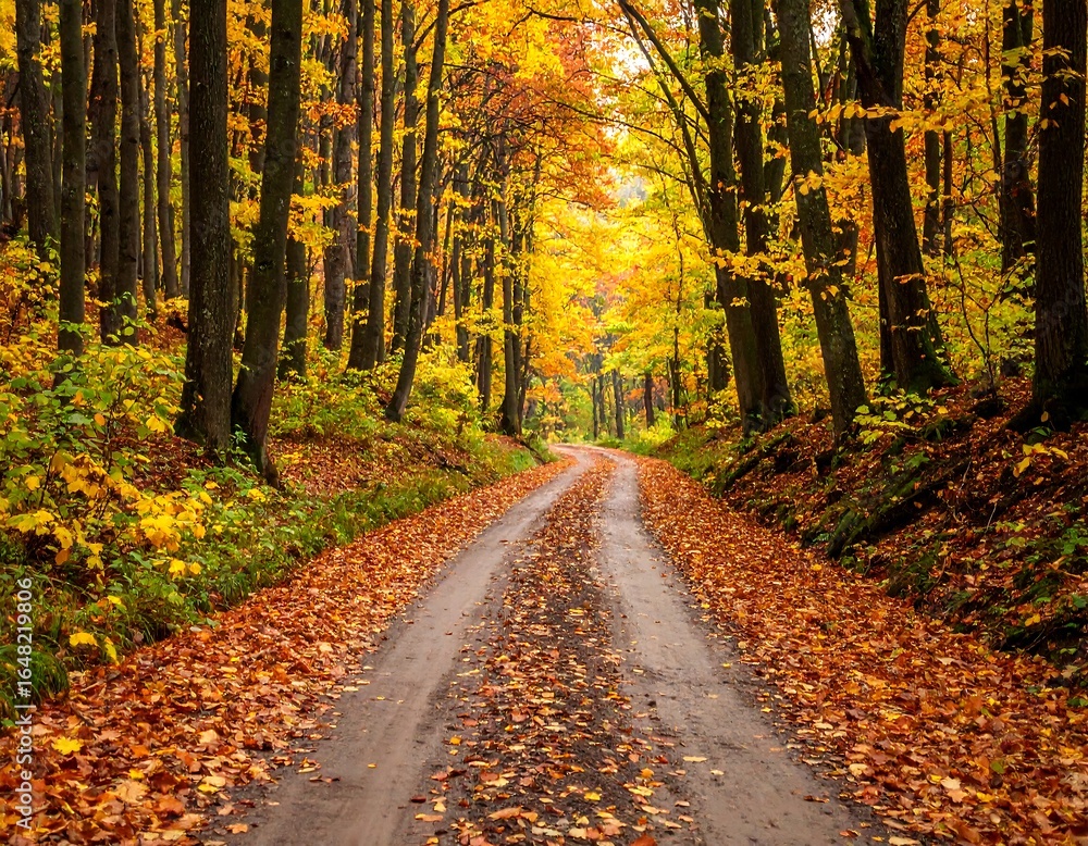 Obraz premium Autumnal forest road