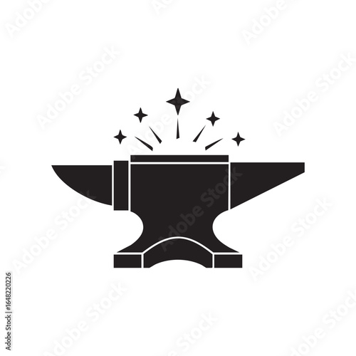 Anvil blacksmithing metalworking forging ironwork smithy tool icon vector graphic art