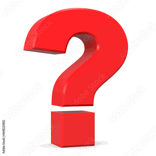 Red 3D question mark symbol representing help, support, and inquiry isolated on a white background.