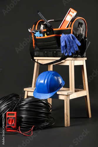 Stepladder with tool bag, h...