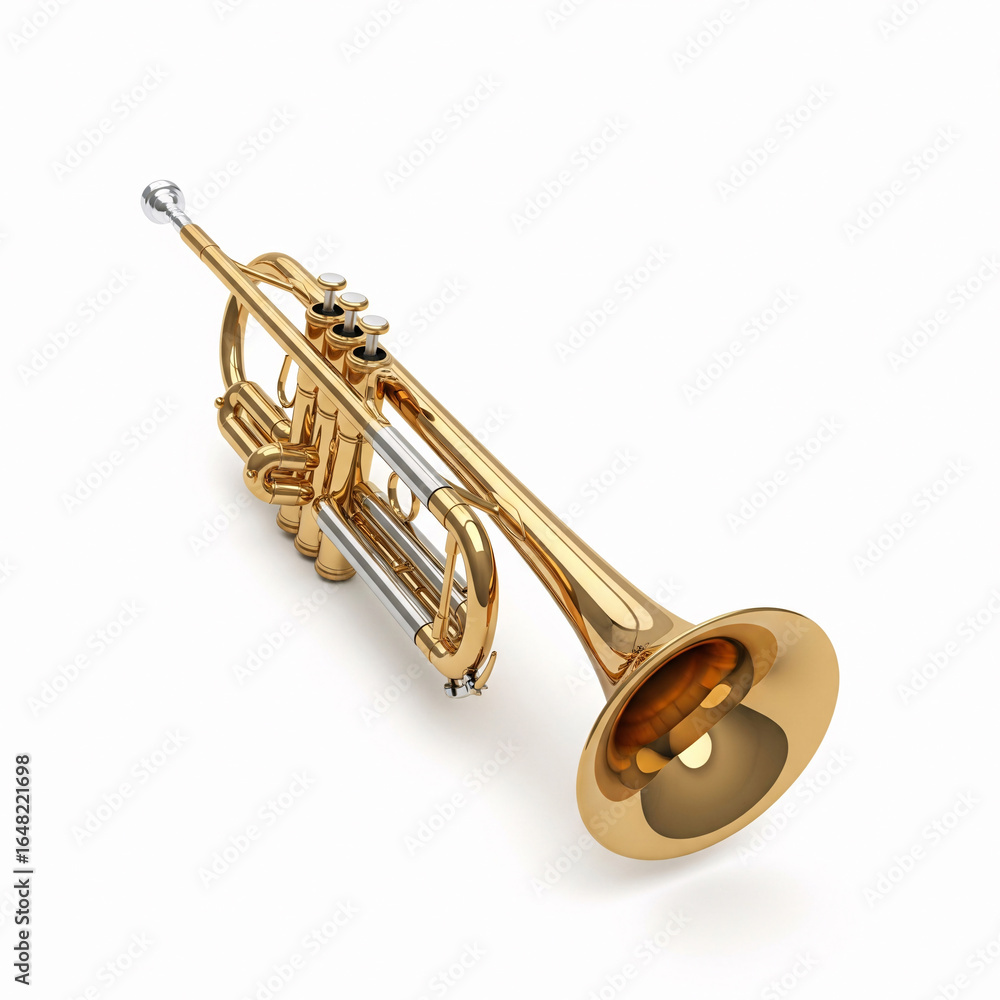 Obraz premium Trumpet isolated on white background. 3D illustration