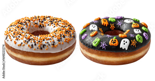 Halloween Spooky Decorative Donuts Bread on Transparent Background
