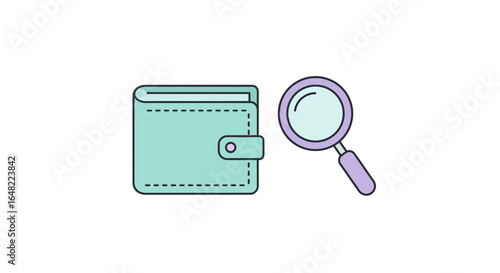Searching for financial security and savings in a budget friendly way with a magnifying glass icon