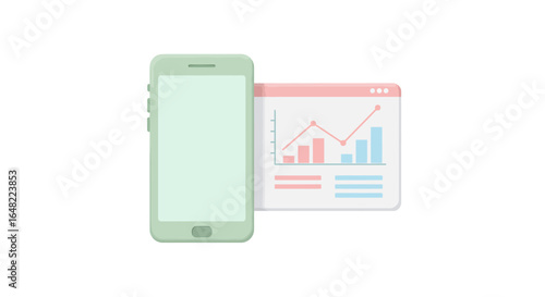 Modern smartphone with digital finance chart, visualizing growth and investment on mobile app platform