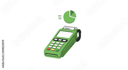 Modern green card reader with financial charts symbolizing growth and secure online payment transactions