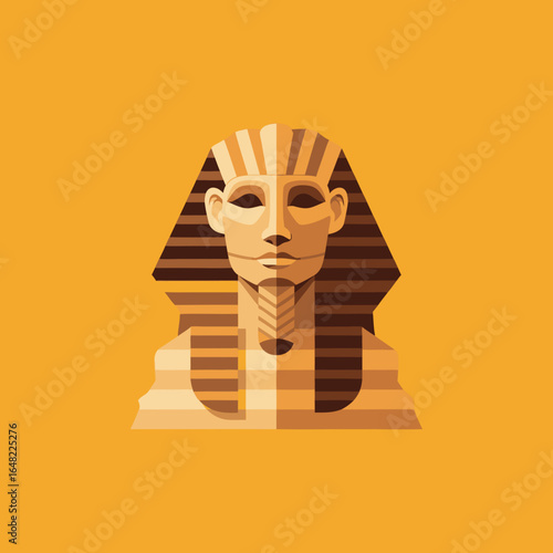 vector of the stylized face of the Great Sphinx of Giza in Egypt, representing ancient history, culture, monument, or travel.
