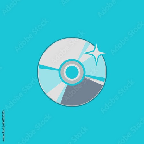 vector of a shiny, clean CD or DVD with a sparkle, symbolizing data, digital media, music, software, or optical storage.