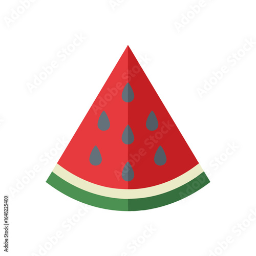 vector of a juicy watermelon slice with seeds, symbolizing summer, freshness, fruit, and healthy eating.