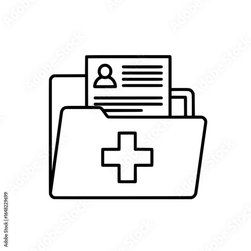 Medical Record Folder Icon Patient Document Outline Vector