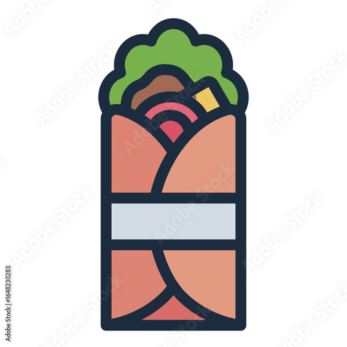kebab sandwich filled line icon served at street food stand