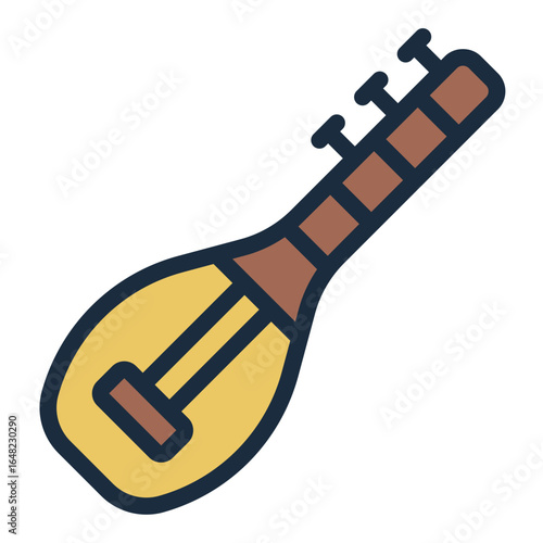 turkish saz filled line icon played in folk music performance