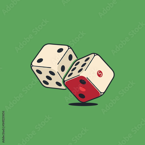vector of two rolling dice, ideal for gambling, games, chance, and casino themes.