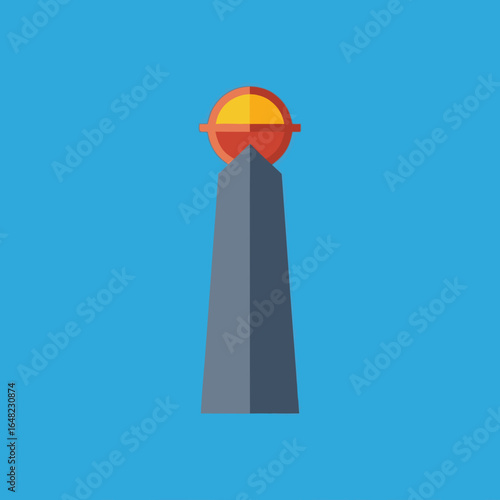 vector of a tall obelisk monument with a sphere on top, possibly representing a landmark or memorial.