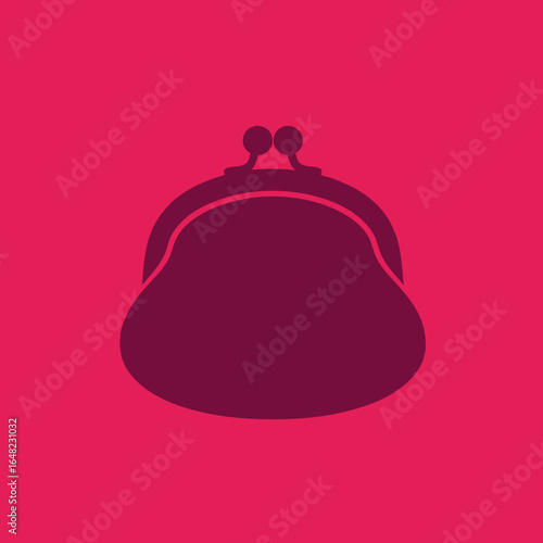 vector of a vintage-style coin purse with a clasp closure, depicted in shades of pink, representing finance and fashion accessories.
