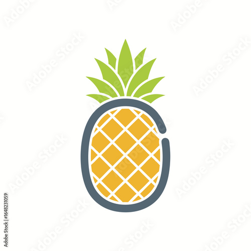 vector of a stylized pineapple fruit, representing tropical food, healthy eating, and summer.