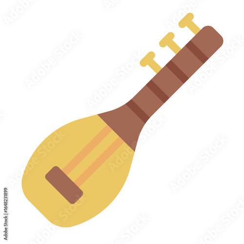 turkish saz flat icon played in folk music performance