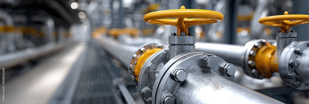 Fototapeta premium A yellow valve is on a pipe