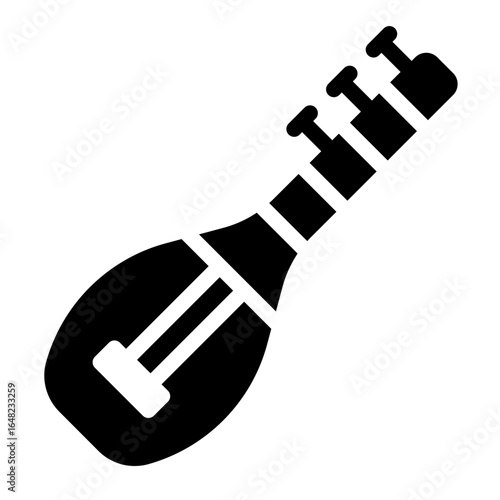 turkish saz glyph icon played in folk music performance