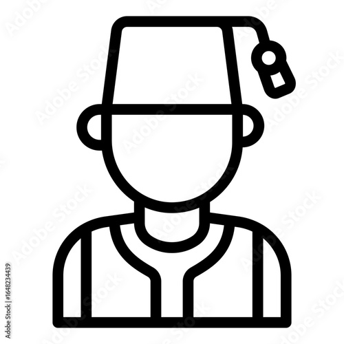 turkish man outline icon wearing traditional fez attire