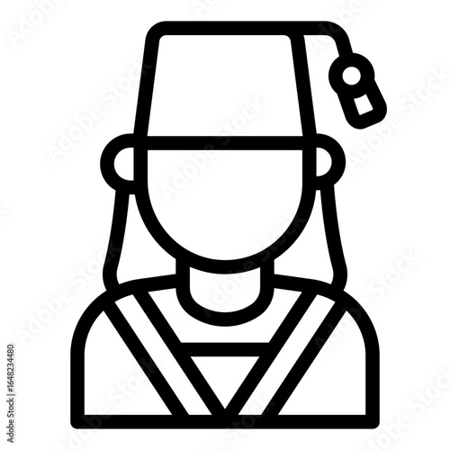 turkish woman outline icon wearing cultural fez and dress