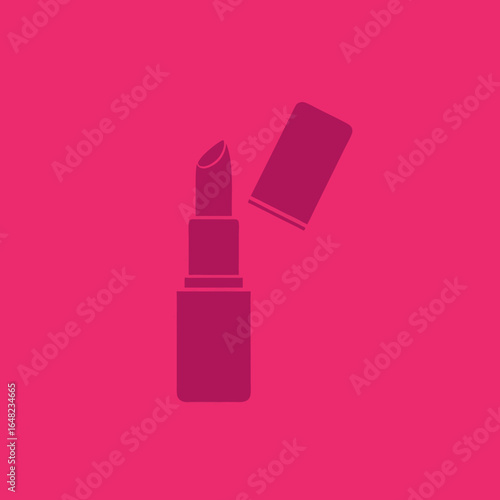 vector of an open lipstick tube, symbolizing makeup, beauty, fashion, and personal care, perfect for cosmetic and glamour themes, on a pink background.