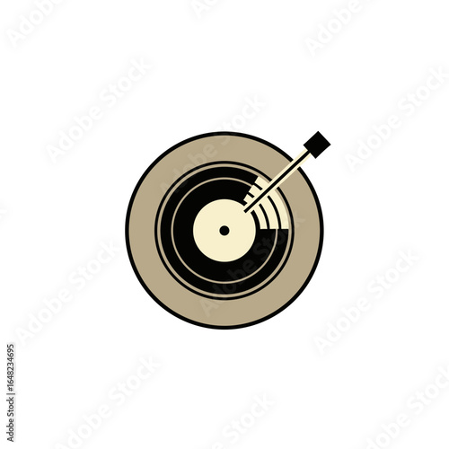 vector of a vintage record player or turntable, depicting music, vinyl culture, DJing, and retro entertainment, isolated on white.