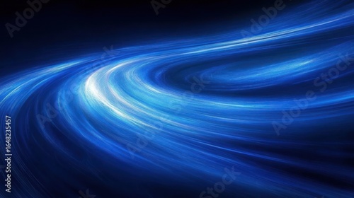 swirling bright blue light waves creating a dynamic flowing abstract pattern with luminous streaks on a dark background